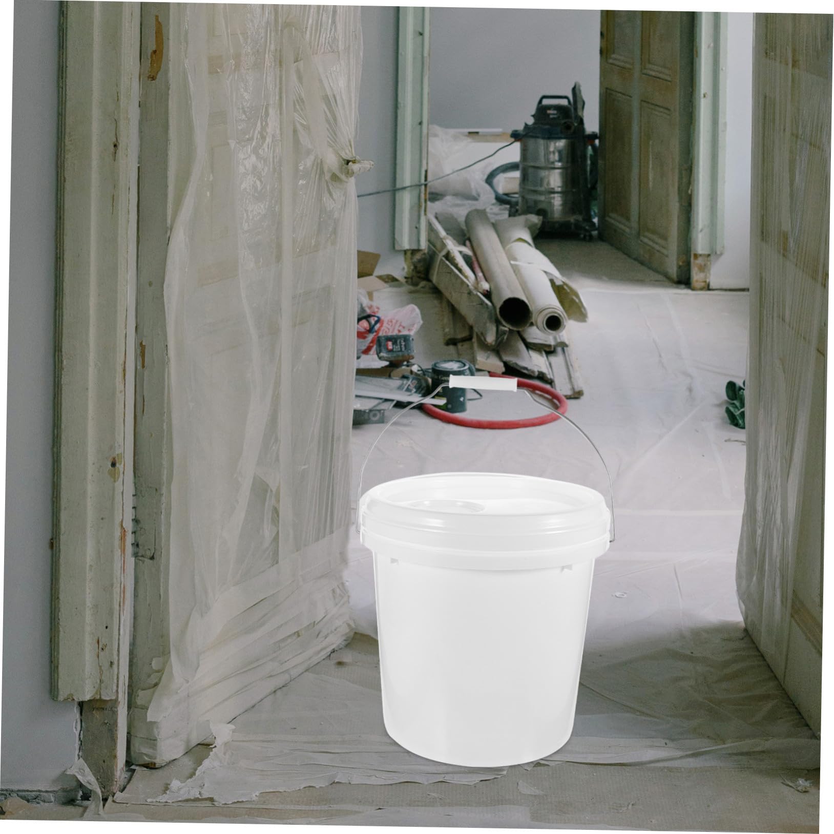 Cubo de Pintura Redondo Blanco Hdpe de 10 L con Tapa