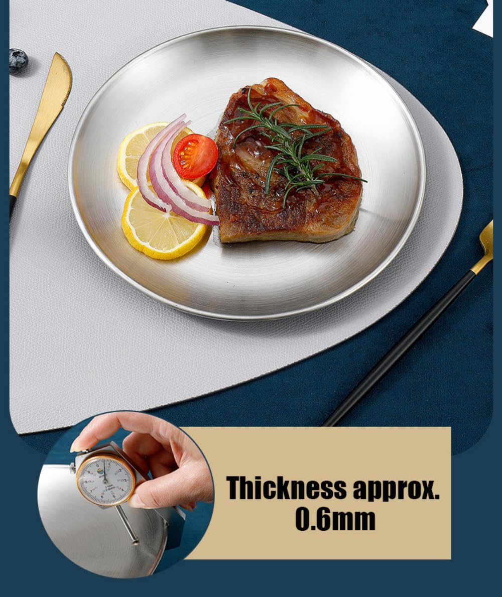 2 Piatti In Acciaio Inossidabile 20cm E 23cm - Per Barbecue, Campeggio E Picnic, Bordo Sicuro - Foto 4