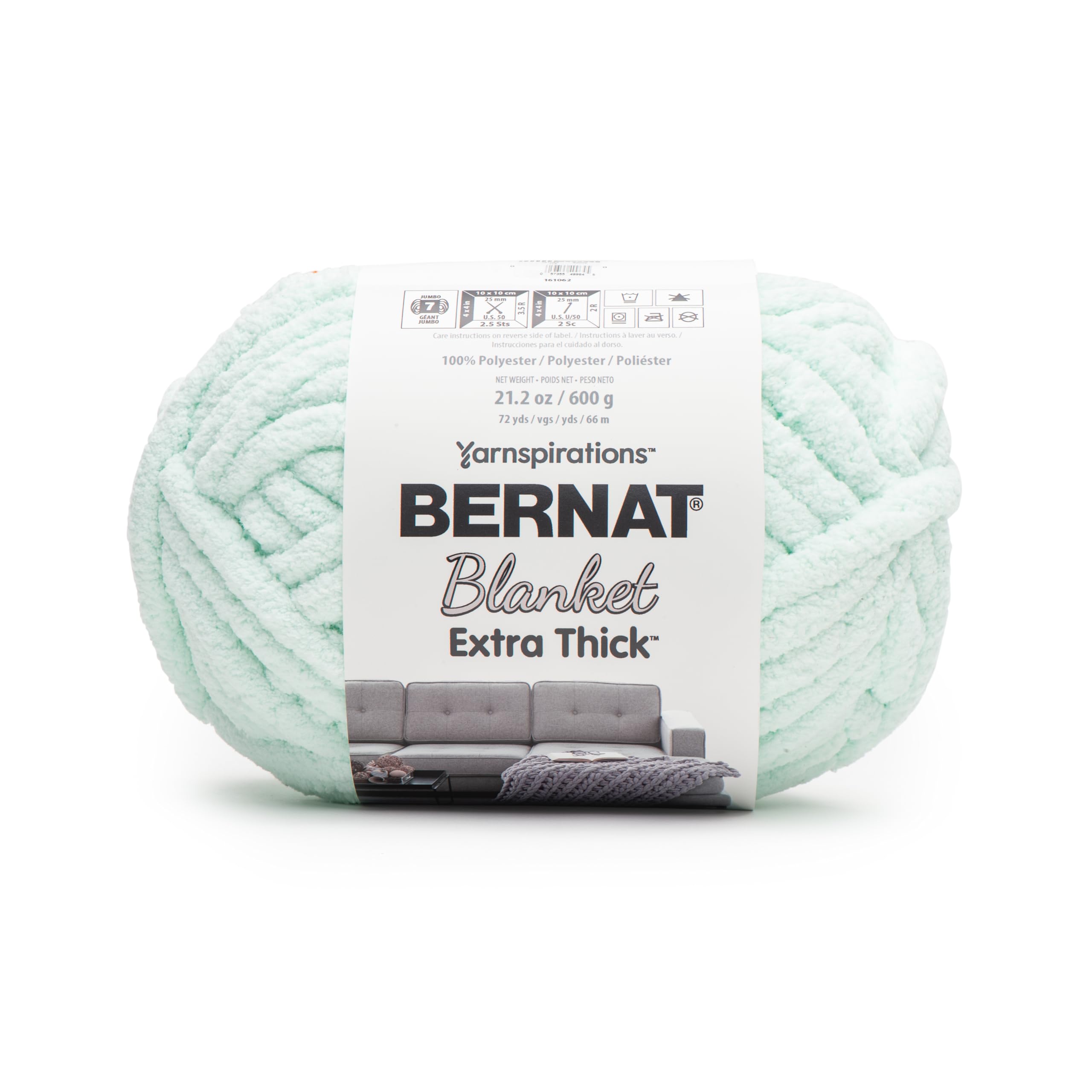 Bernat Blanket Extra Thick Ice Yarn - 1 Pack of 21.12oz/598.74g - 100% Polyester - #7 Jumbo - 72 Yards - Chunky Yarn for Hand Knitting, Crocheting, Crafts &amp; Amigurumi