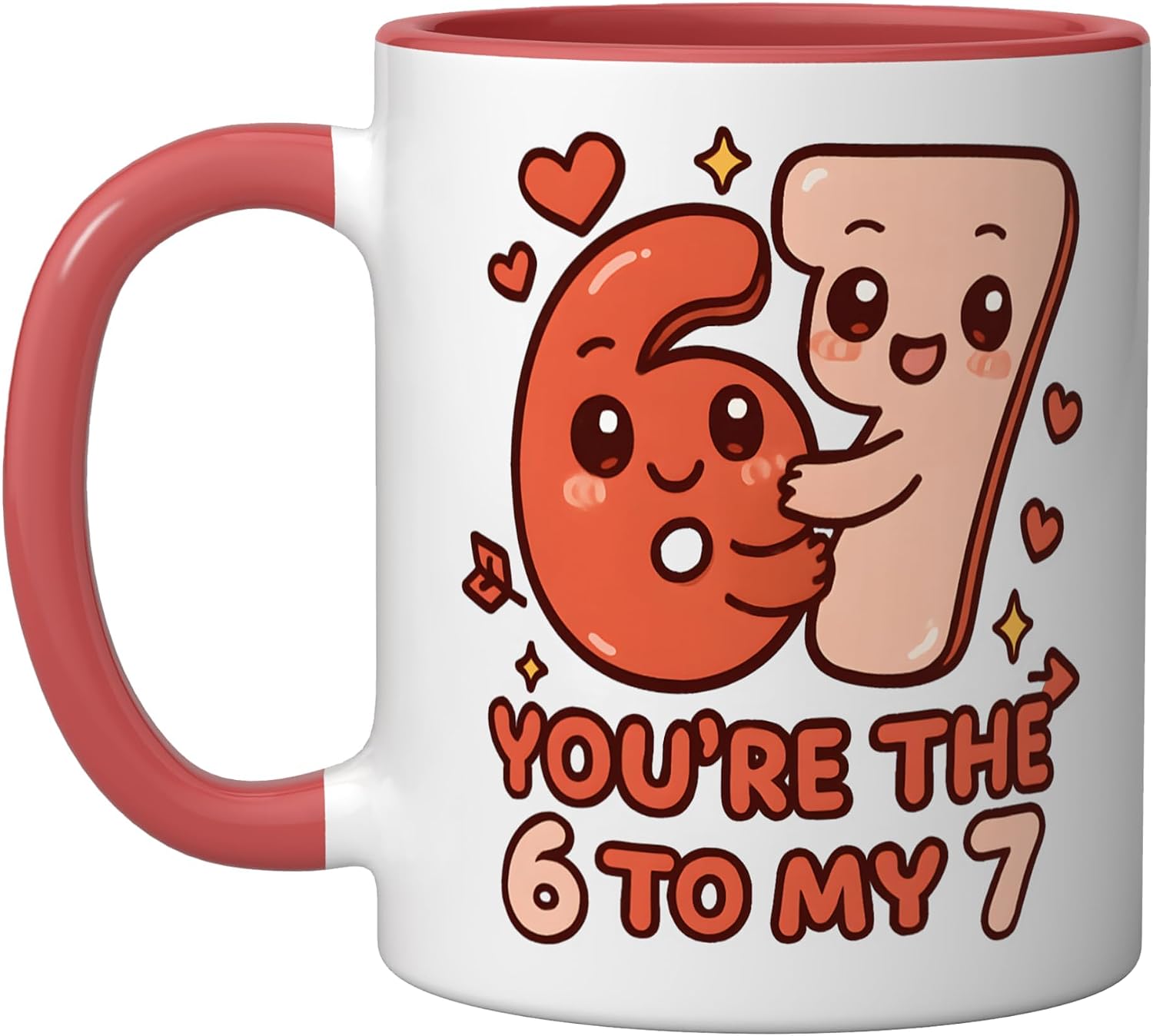 Valentine’s Day 67 You’re The 6 to My 7 Funny Viral Meme Ceramic Mug, Red/White