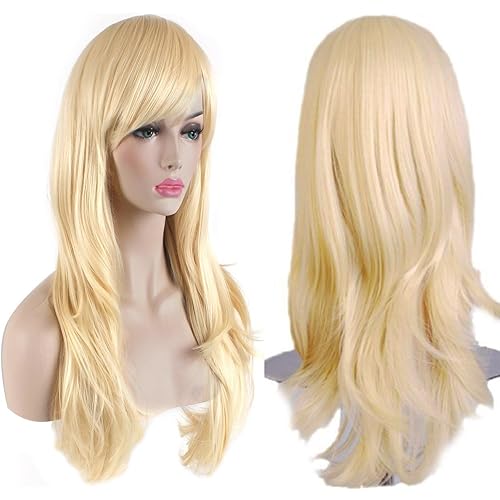 Akstore 28 inch Fashion Wigs Long Wavy Curly Hair Cosplay Wig (Golden)