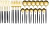 24-Piece Gold Cutlery Set, Food-Grade Stainless Steel Flatware Set for 6 with Knife Fork Spoon, Mirror Polished & Dishwasher Safe Silverware Set for Home Restaurant, Compact & Lightweight-Goldblack