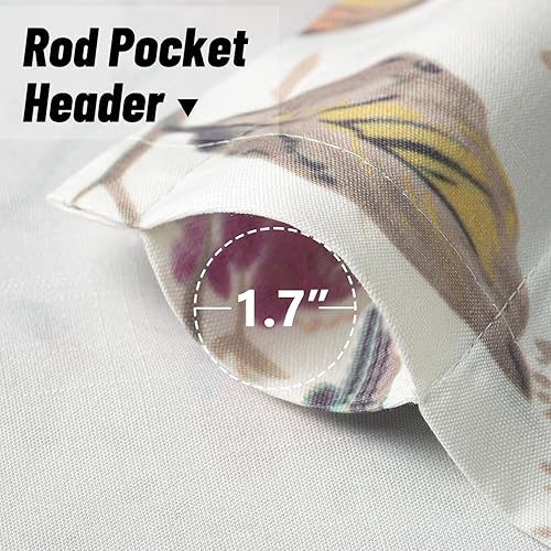 Miniatura 219 de VOGOL Cenefas con patrón de pájaros para ventanas de cocina, cenefa texturizada de lino con estampado floral y pájaros para ventanas pequeñas