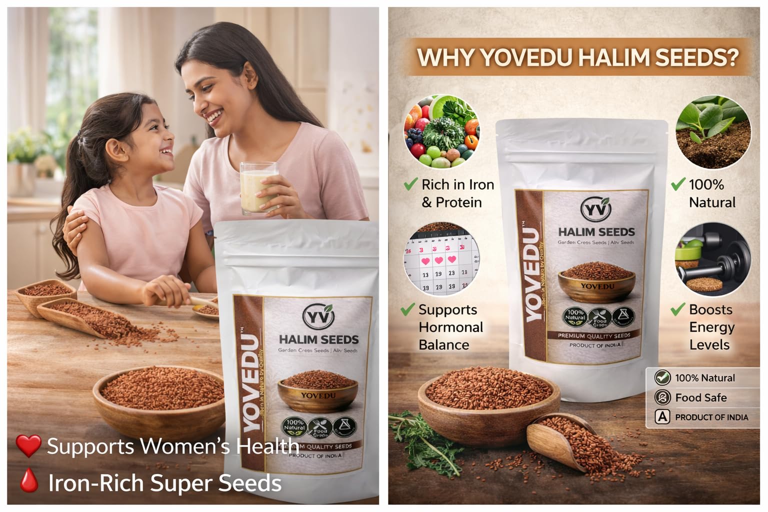 Yovedu Haleem Seeds 400g | Asaliya Garden Cress Whole Edible Halim Seeds for Eating | Nutritious Daily Food Ingredient | Superfood 1