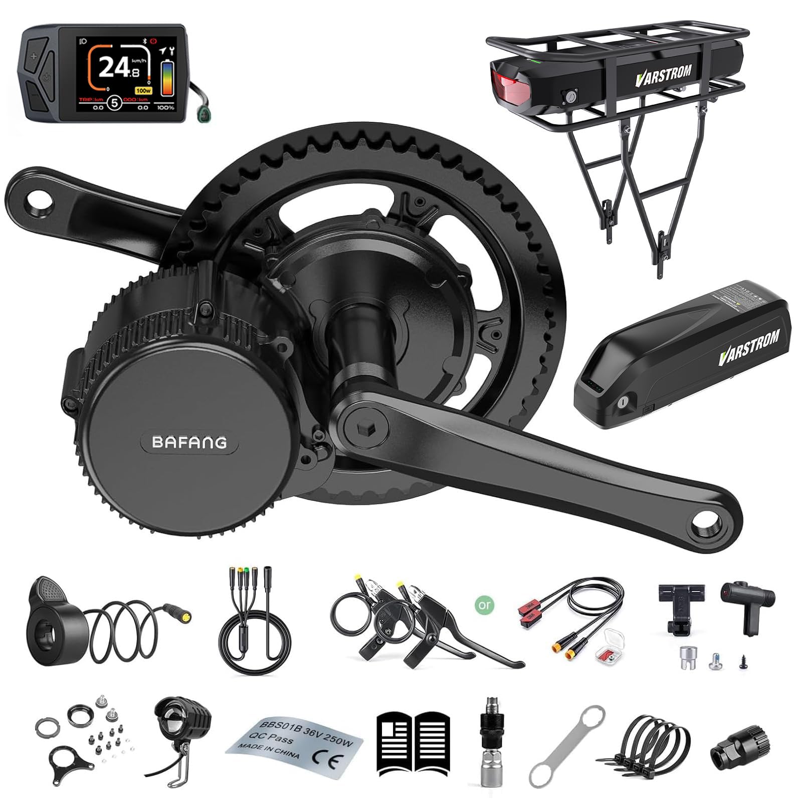 Bafang BBS01B 250W36Vフルセット BAFANG 250W 36V 48V BBS01B Kit Motor Central Completo Kit