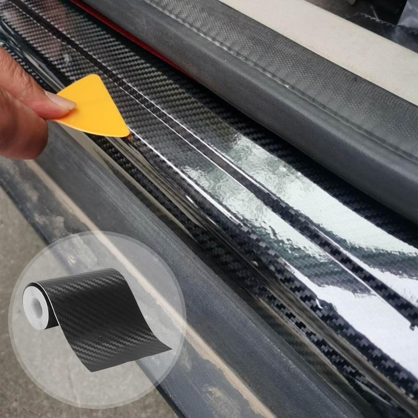 Generisch Nastro adesivo in fibra di carbonio – 3D Wrap Detailing Film | Adesivo autoadesivo in twill per bagagliaio, paraurti, parafango, cruscotto
