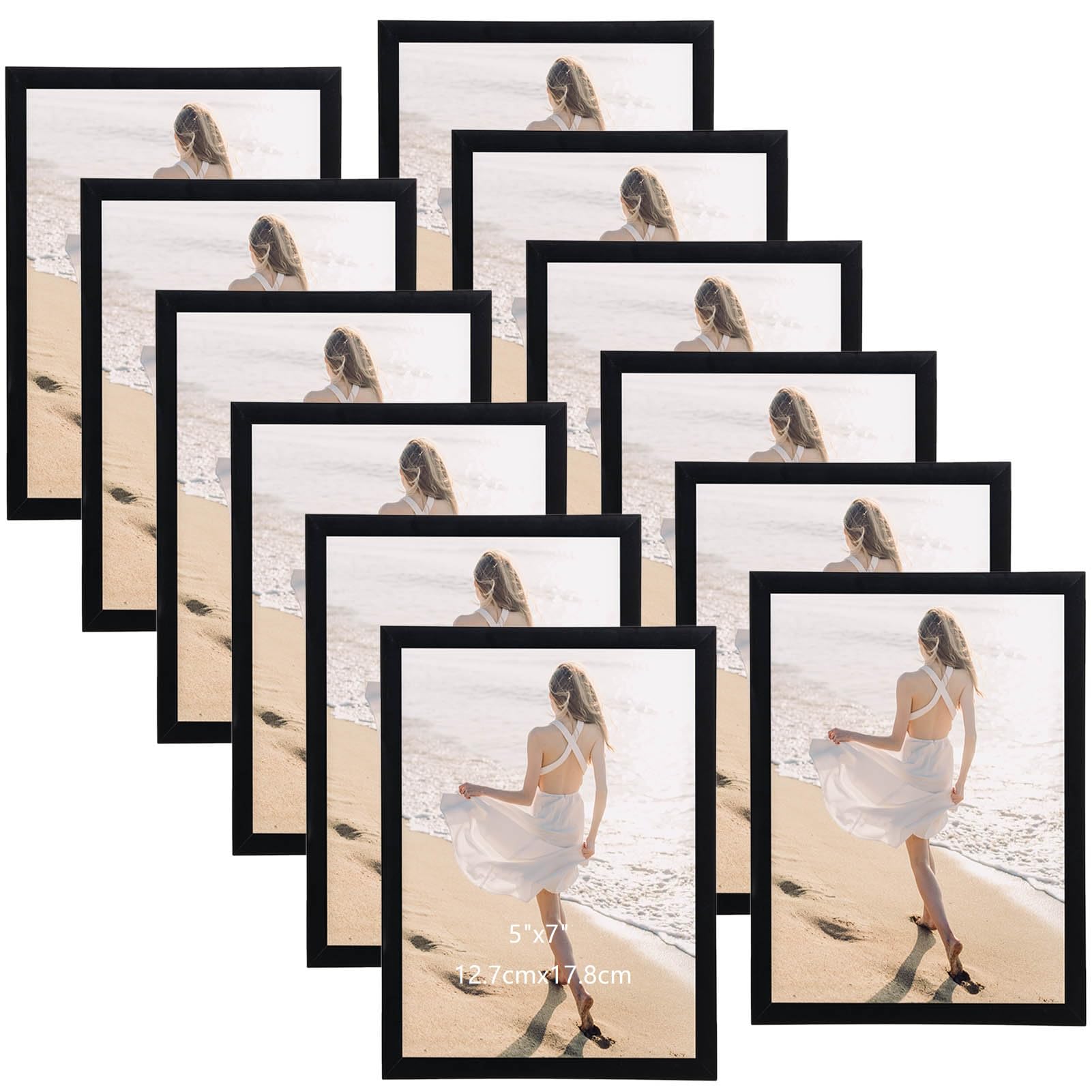 MYGOGYM 7x5 Photo Frames Black 12 Pack, 5x7 Multiple Picture Frames Set Modern Style, Tabletop or Wall Mount โ image 1