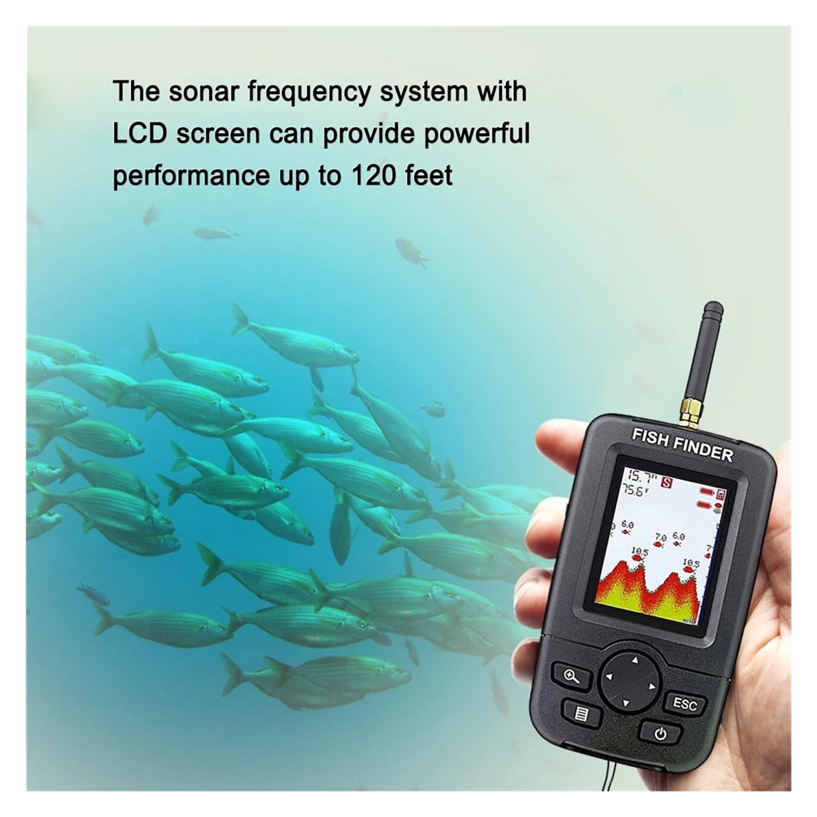 Cámara de Pesca, Buscador de alertas de Pesca con Sonar, portátil, inalámbrico, for océanos, ríos y Lagos, ecosonda portátil con Pantalla LCD