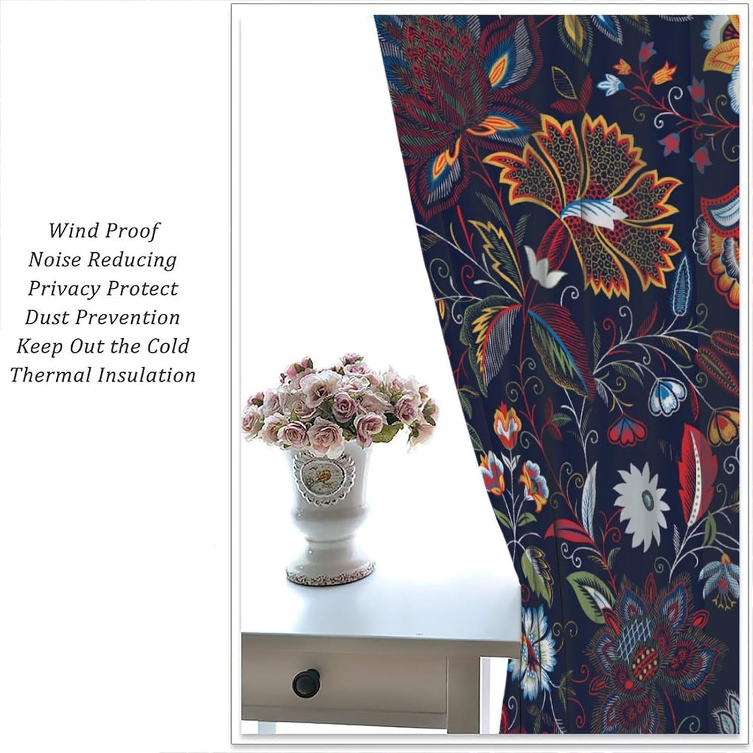 Paisley Blackout Curtains for Home Decor,Classic Vintage Floral Paisley Modern Luxury Aesthetics Printed Rod Pocket Window Treatments Drapes for Kitchen Bedroom Living Room 42" W X 45" L