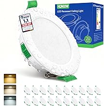 Set of 20 LED Recessed Spotlights, 230 V, 5 W, 400 lm, LED Spotlights, 68 mm - 78 mm Hole Size, IP44 Warm White, Neutral White, Cool White Ceiling Spotlights, 24 mm Ultra Flat Recessed Lights