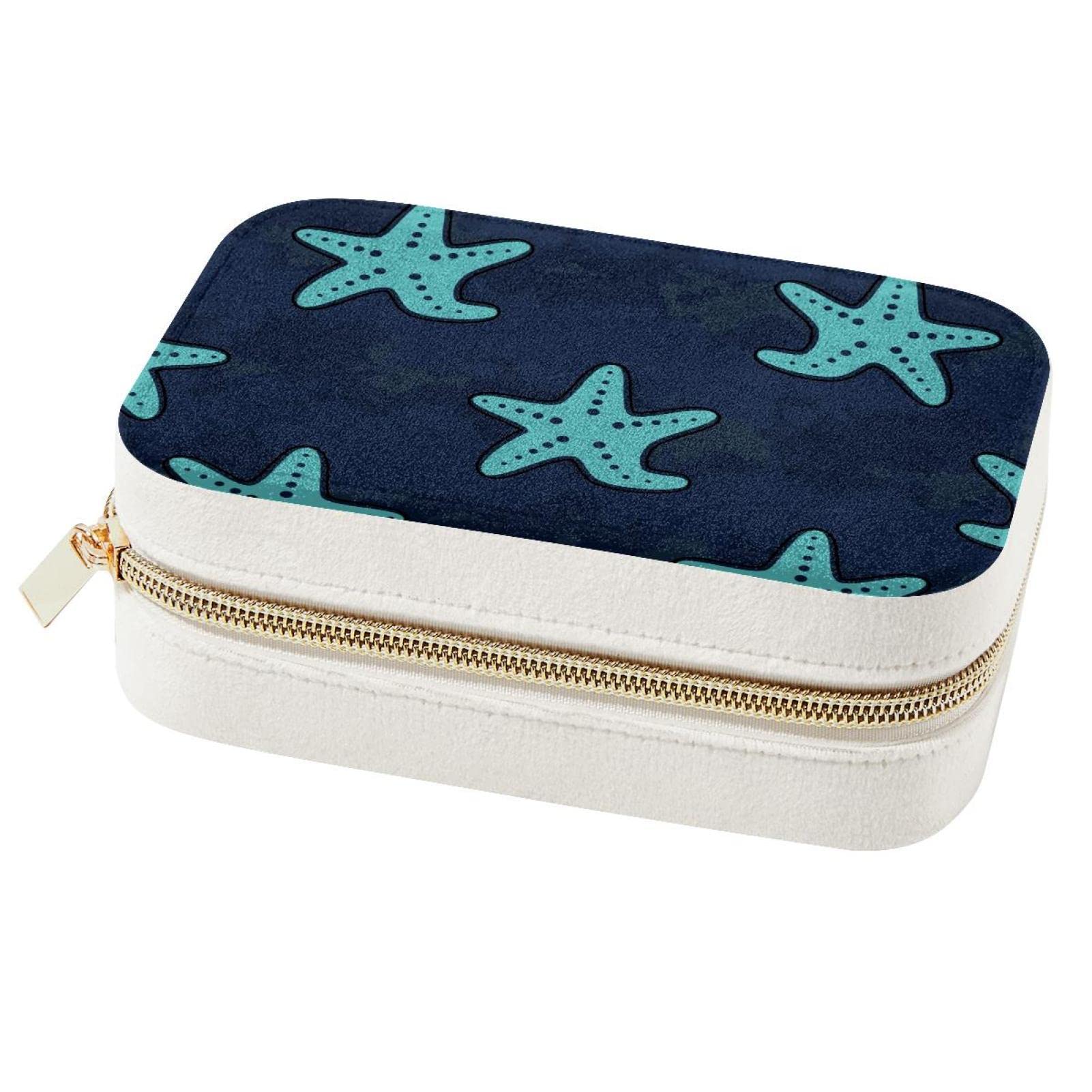 Boîte à bijoux de voyage marine pour bagues et colliers - Écrin de rangement portable en satin