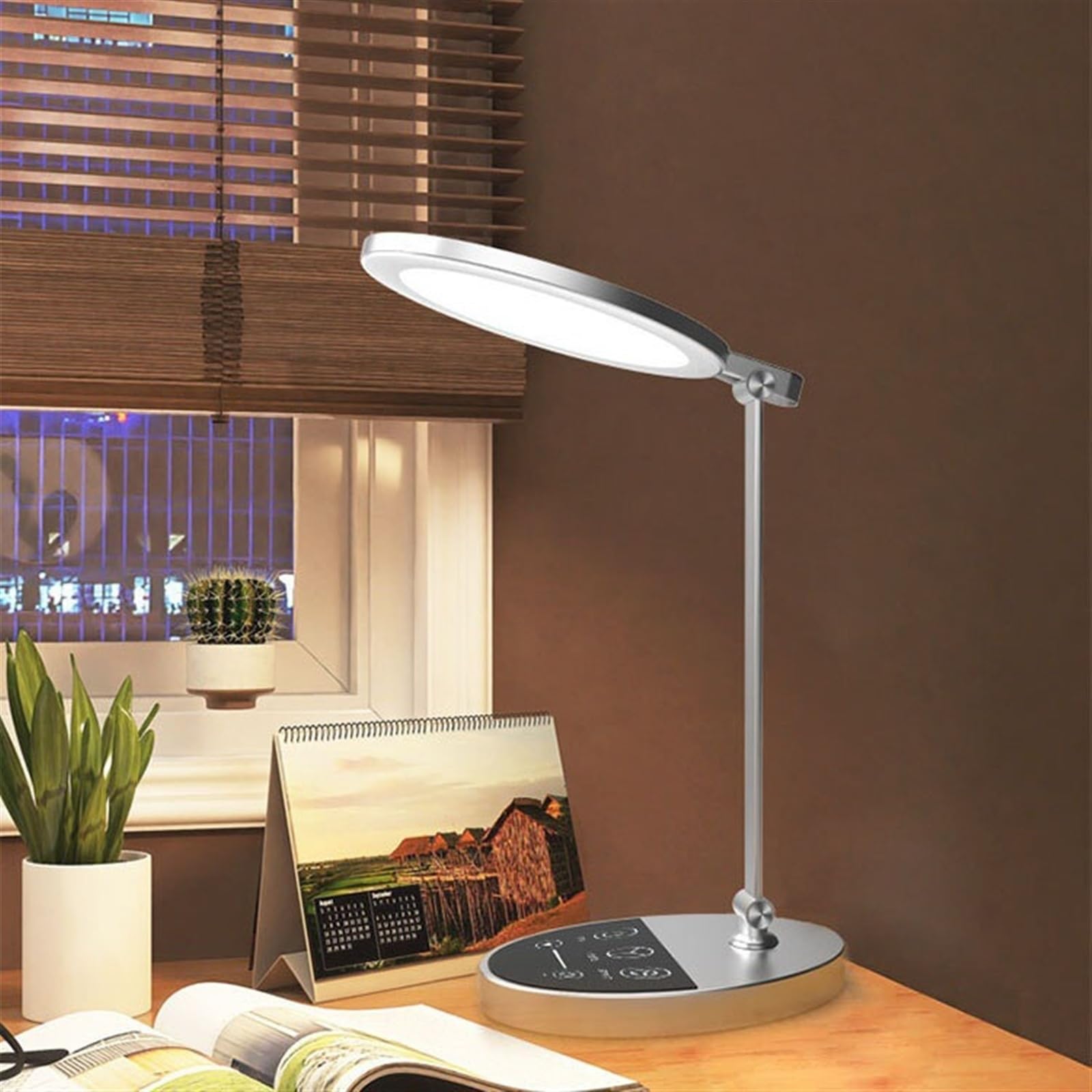 lampe de bureau Lampe de bureau, lampe de bureau LED en aluminium, 3 couleurs et 5 niveaux de luminosité, lampe de bureau à protection oculaire à intensité variable 15/17 W, commande tactile, minuteri