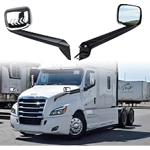 Chrome Hood Mirror Assembly with LED Light Replacement for 2018+ Freightliner Cascadia,Semi Trucks Freightliner Cascadia Accessories,Electric with Heater,One Pair Driver and Passenger Side