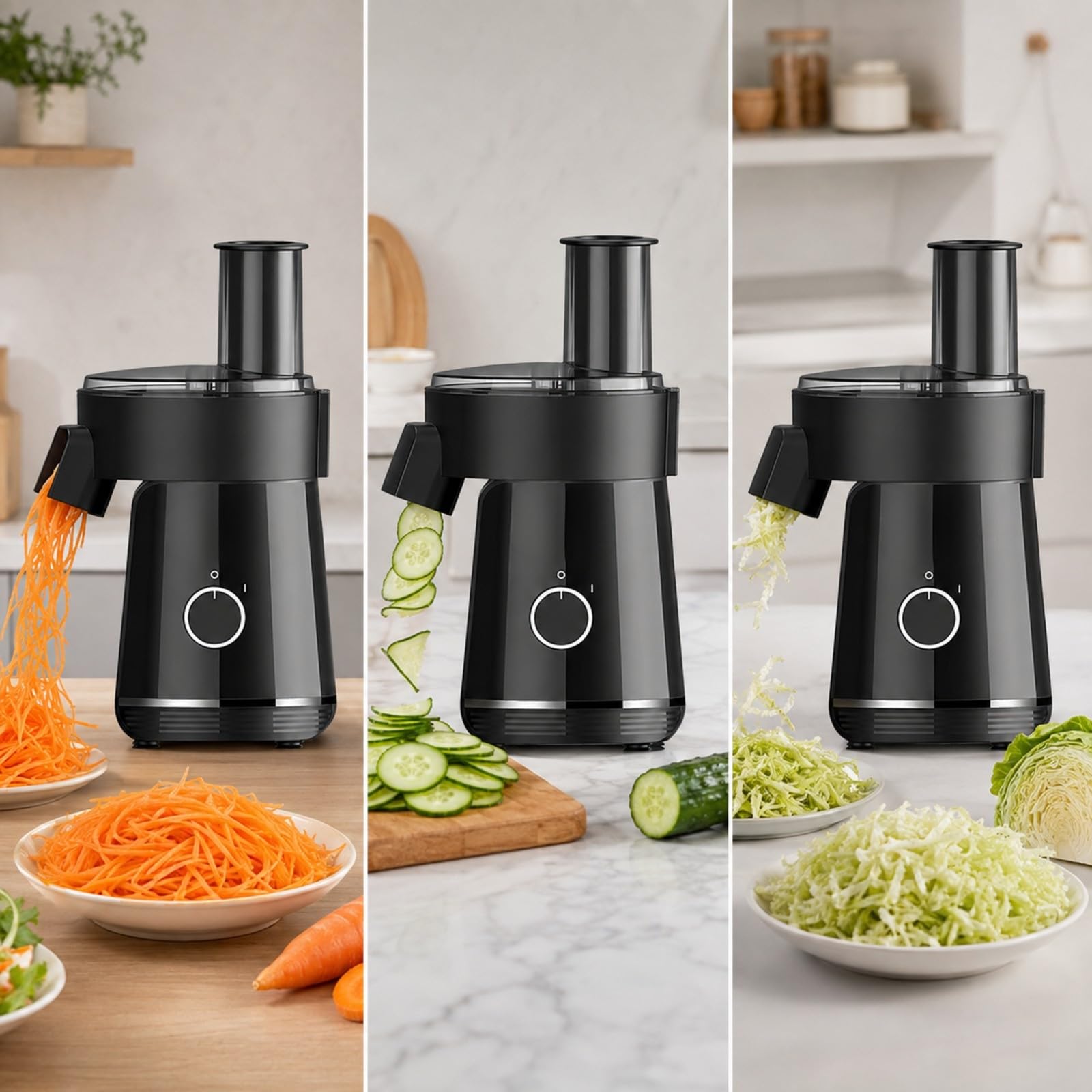predolo -Légumes Électrique Tube D'tation Vertical Sécurisé -Légumes Lames Interchangeables Antidérapant pr Préparation des Repas,