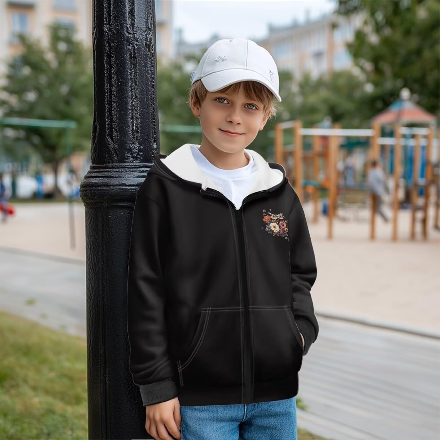 Kids Fleece Zip Up Hoodie Size 7-12 Boys Sweatshirts Fashion Kids Fleece Jacket with Kangaroo Pocket Animal Hoodie