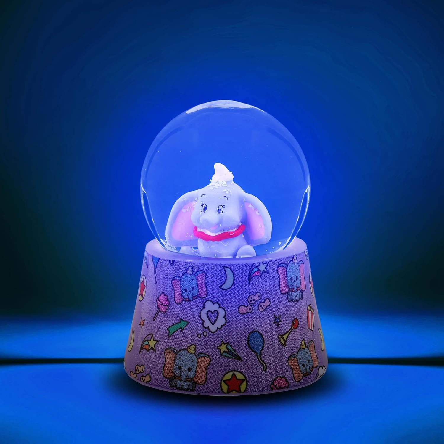 Silver Buffalo Disney Dumbo Mini Light Up Snow Globe│Flying Elephant│3.8 Inches Tall, 45mm (Small)