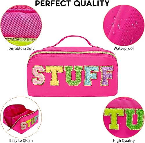 Miniatura 6 de Stoney Clover - Bolsa de maquillaje para mujer, bolsa de aseo de viaje para mujer, bolsa de cosméticos con letras de chenilla, bolsa de maquillaje,