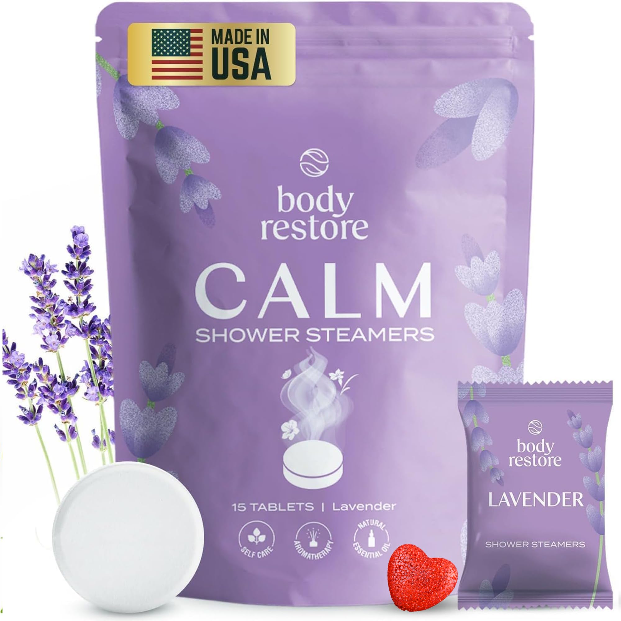 Body Restore Shower Steamers Aromatherapy 15 Pack – Valentines Day Gifts for Her and Him, Birthday Gifts for Women and Men, Relaxation, Stress Relief, Self Care – Lavender