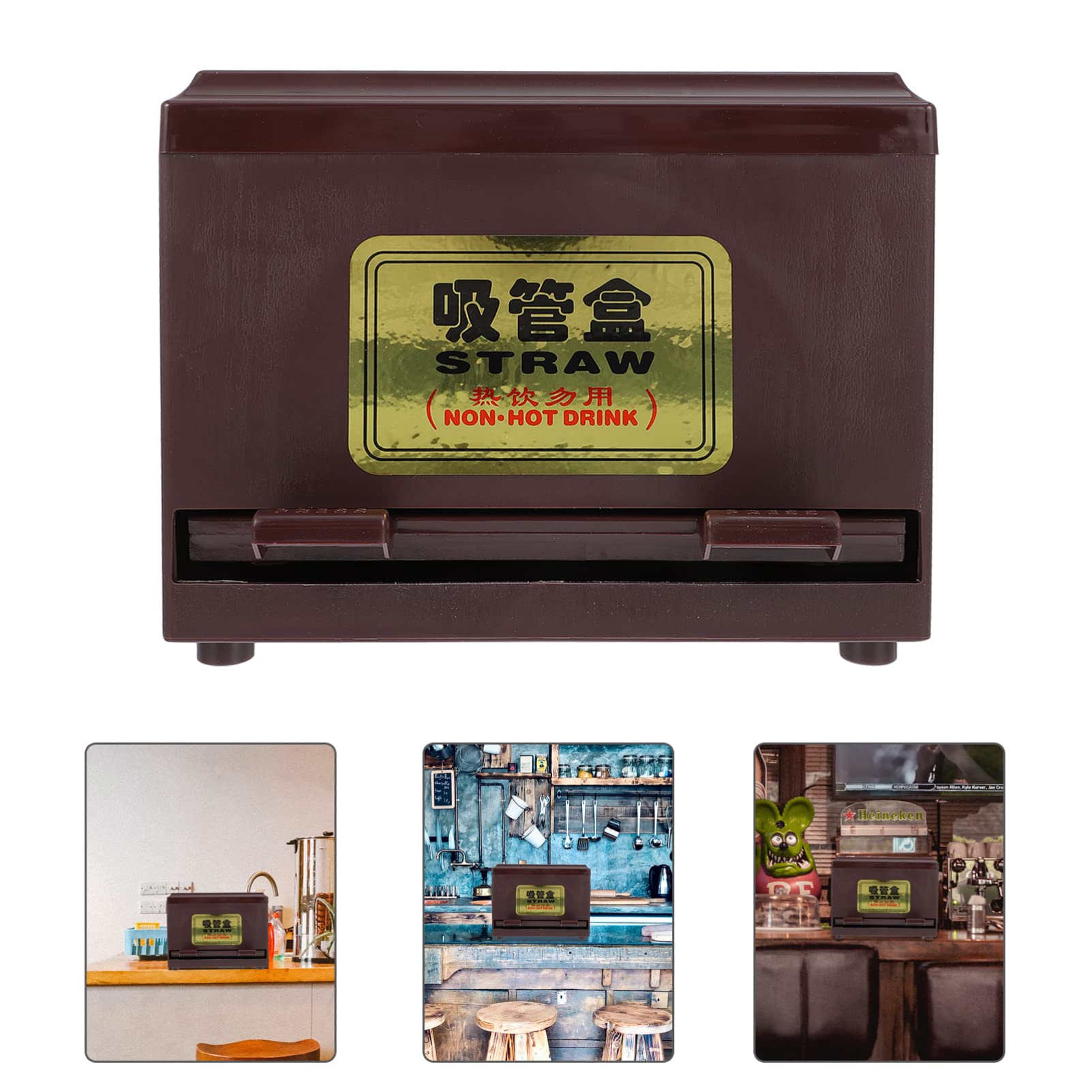 BRIGHTFUFU Straw Dispenser Container Straw Organizer Lid Reusable for School Restaurant