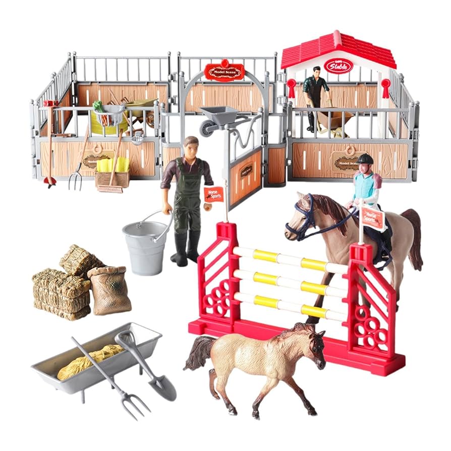Amazon.co.jp: Kioware 馬小屋プレイセット 納屋おもちゃ 男の子