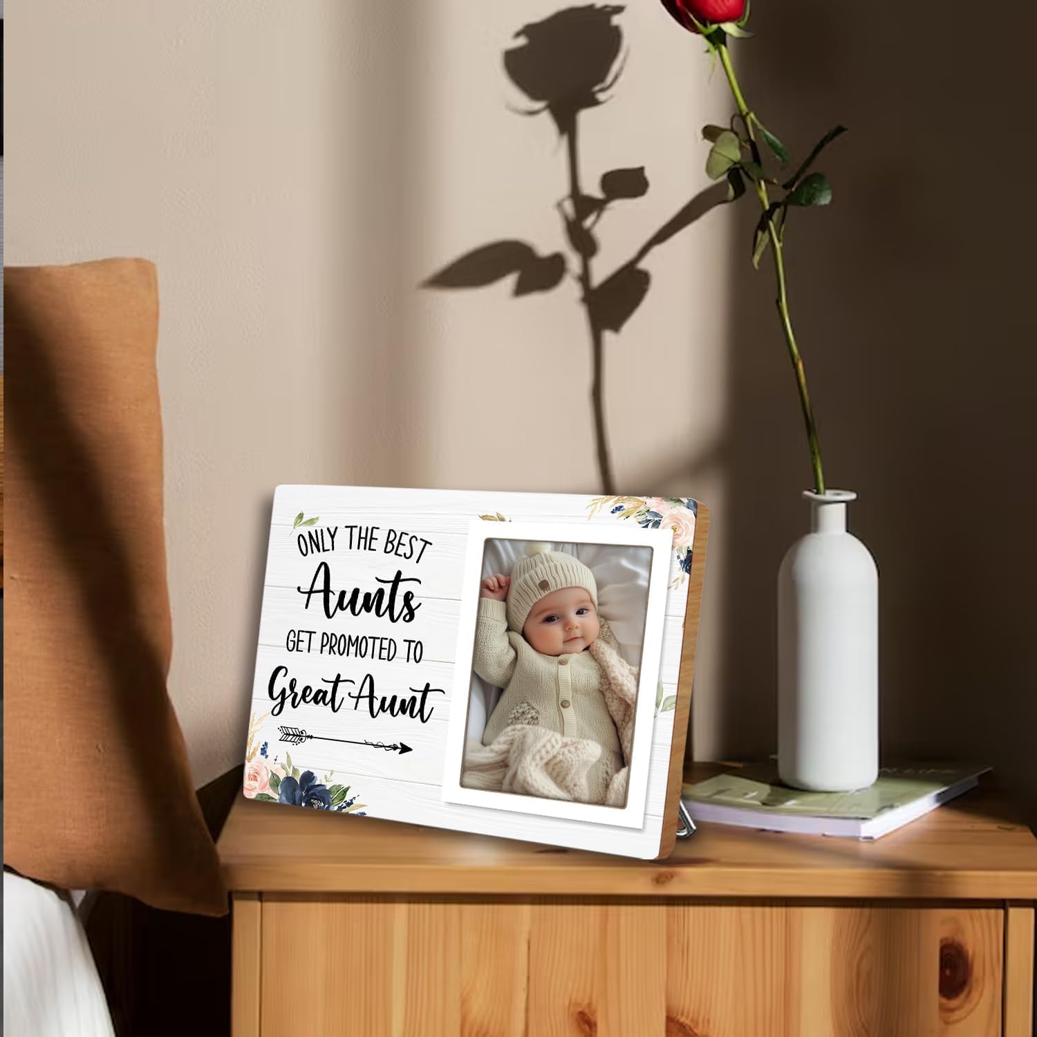 Aunt Gifts Wooden Photo Frames, Funny Pregnancy Announcement Picture Frames, Only The Best Aunts Get Promoted To Great Aunt, Aunt Gifts For Birthday Christmas (White-Great Aunt) image 5