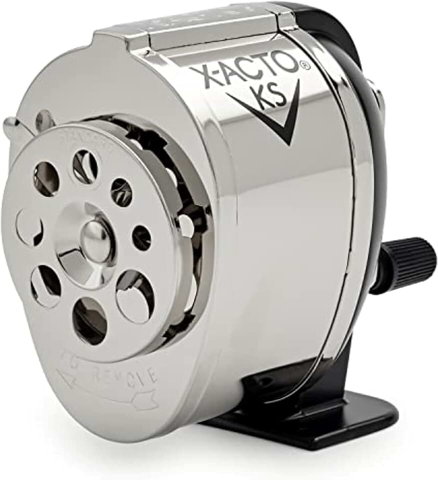 X-ACTO KS Manual Pencil Sharpener, Mountable, Metal, 1 Count - Classroom, Teacher Supplies, Adjustable for 8 Pencil Sizes