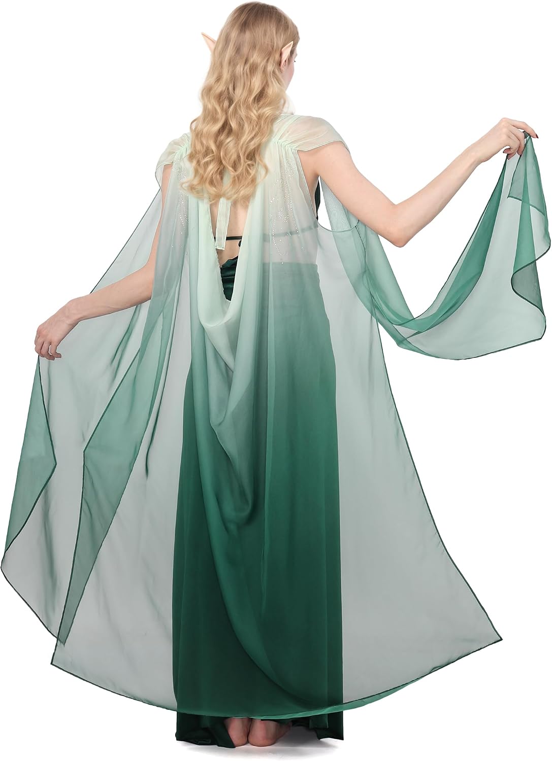 DAZCOS Medieval Tulle Chiffon Cape for Women Fairy Off Shoulder Cloak Elf Sheer Capelet
