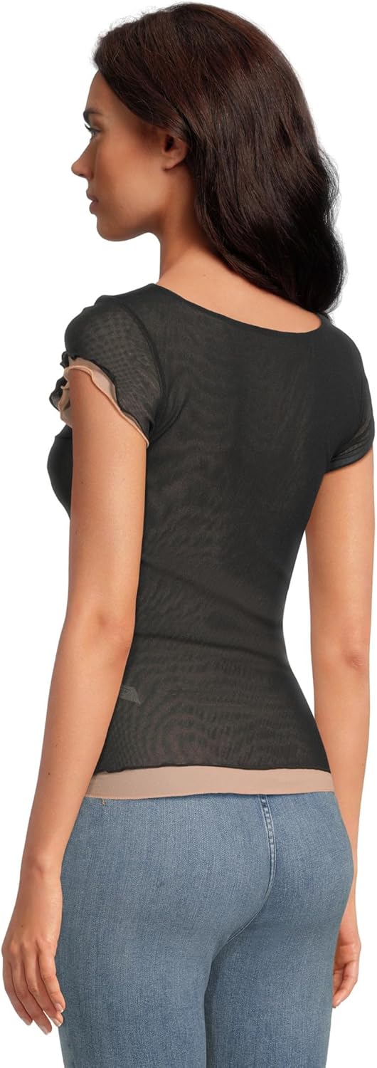 Free People Womens Double Take Mesh Tee - Image 3