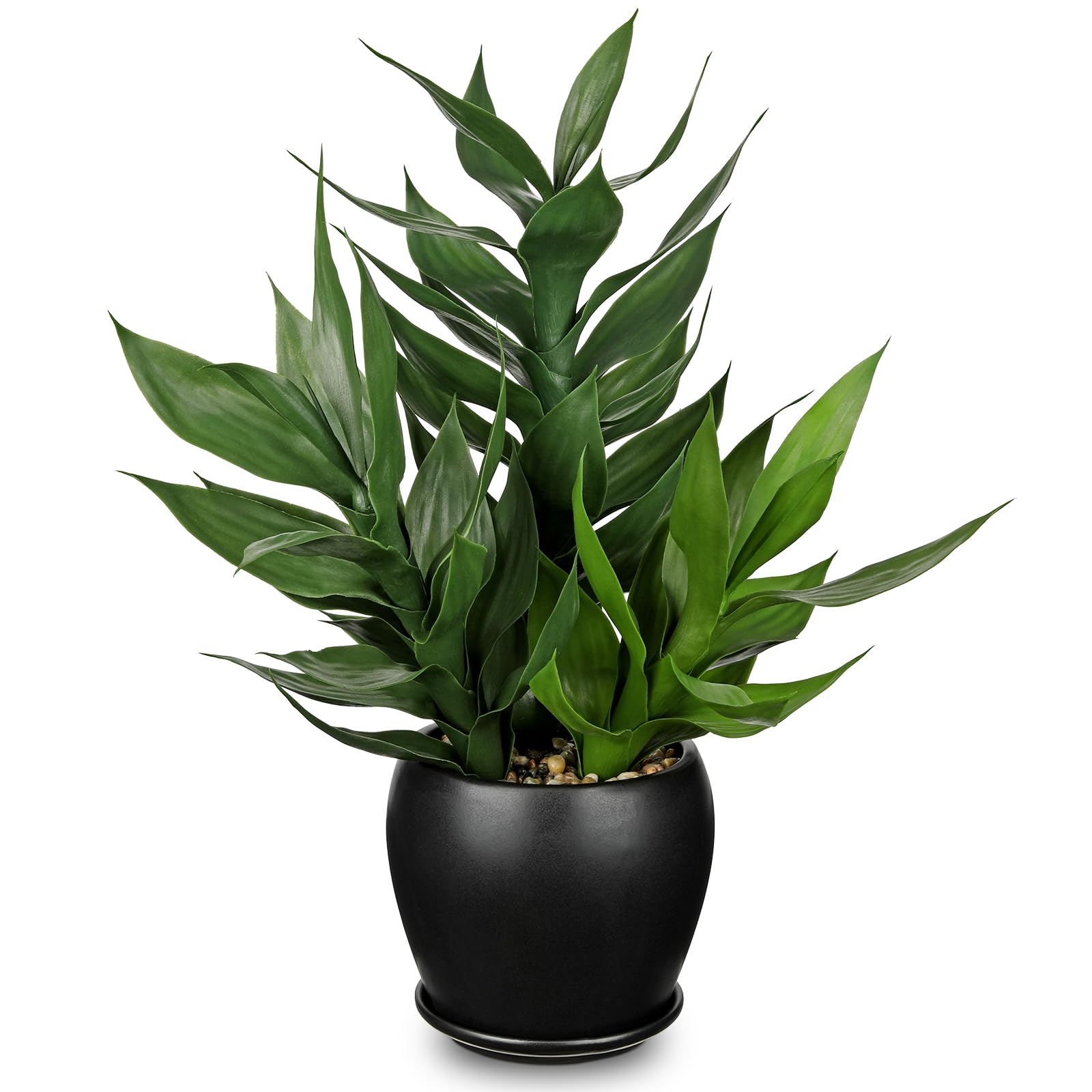 Plantas artificiales de bambú para interiores, 19.6 pulgadas de alto, planta de bambú falsa de la suerte en maceta negra, plantas verdes artificiales decorativas para el hogar, oficina, cocina