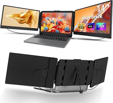 14" FHD 1080P IPS Dual Screen Laptop Monitor Extender, Portable for Laptops 13-17.3" Compatible with Win/Mac/Android/Switch