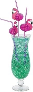 OTC 48 Flamingo Straws/Luau Party Table Decor/Cardboard/Tissue Flexi-Straws/4 Dozen Tropical Drinks