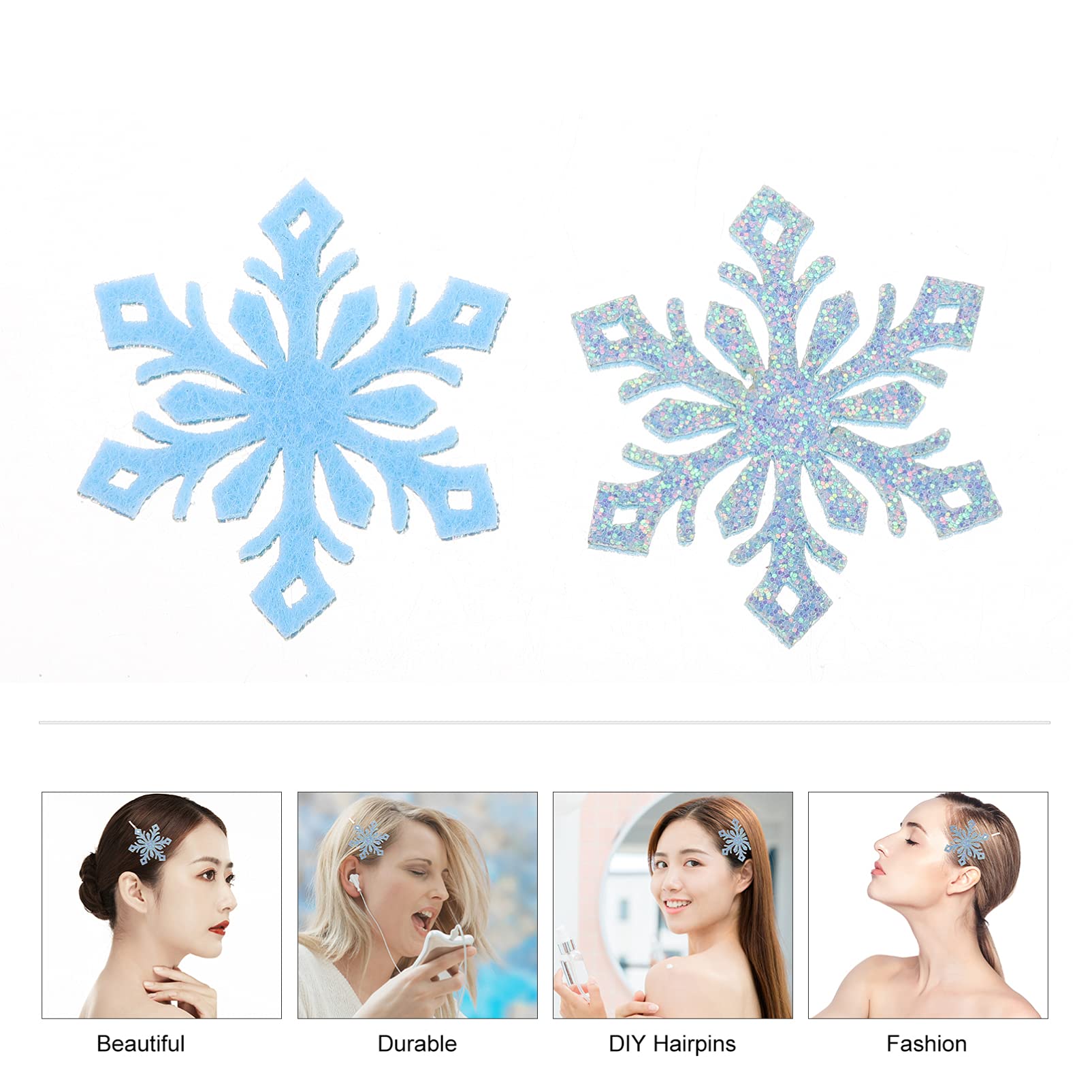 EXCEART 30pcs Snowflake Glitter Patches - Iron-On Appliques For DIY Hair Clips, Clothes, Hats & Crafts - View #2