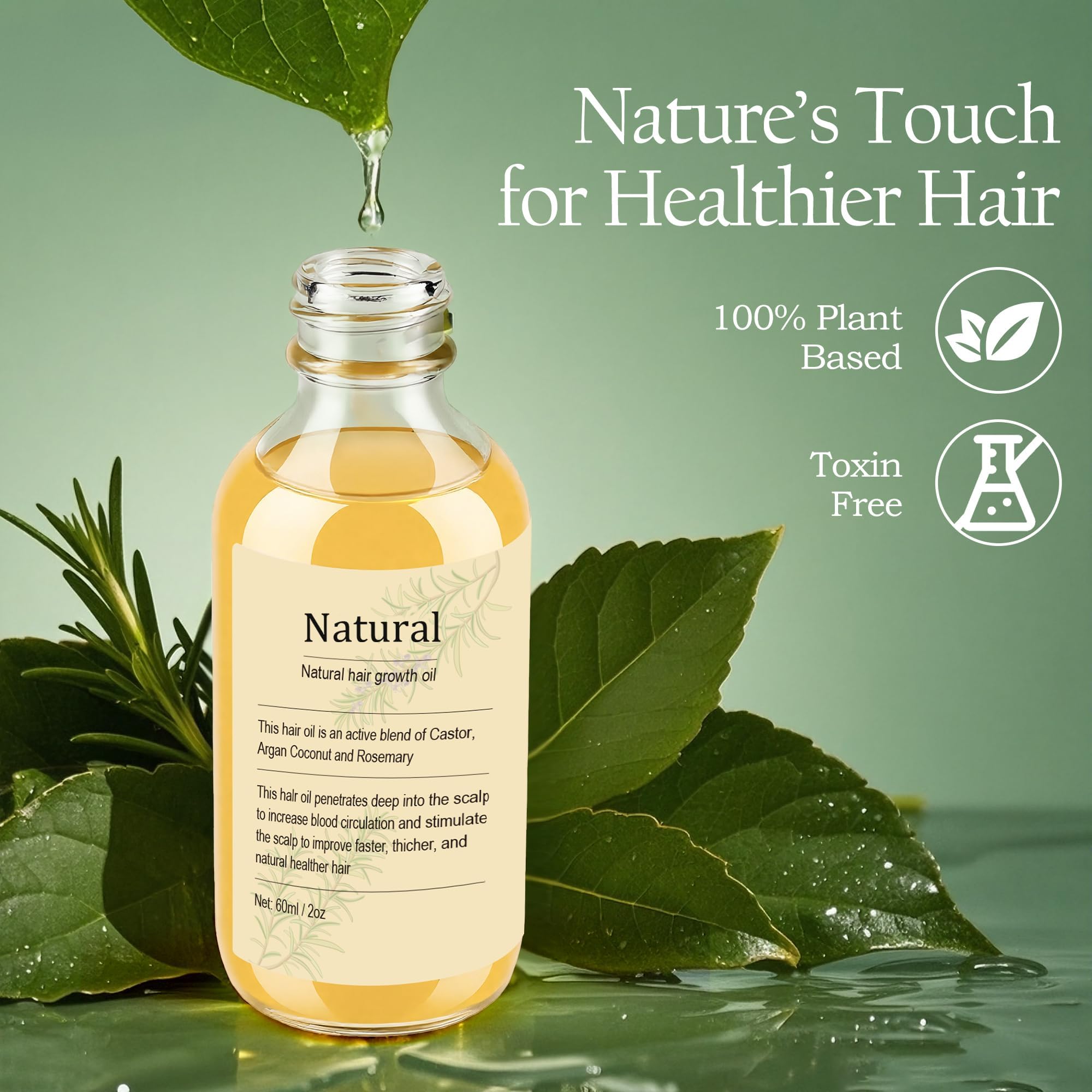 Natural Hair Growth Oil - Rosemary Oil for Hair Growth Organic for Growth and Dry Damaged Hair Salon-Grade Volumizing & Nourishment2PCS product thumbnail 7