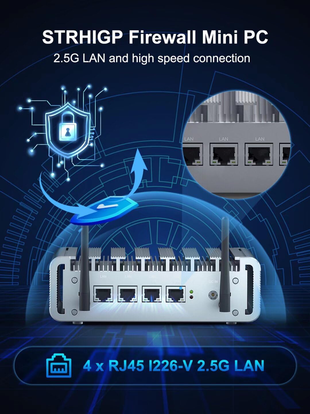 Fanless Mini PC Firewall Appliance N100, 32GB RAM DDR5+1TB NVMe SSD, 4USB WiFi 2.5GbE LAN, Soft Routing Mini PC Small Server Apoyo VPN AES-NI Ubuntu Debian Vmware ESXi Centos