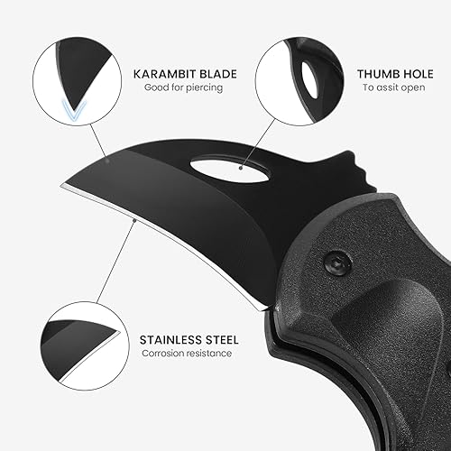 Miniatura 4 de Navaja de bolsillo pequeña para hombres, con mosquetón, cortador de caja de cuchillos con hoja de acero inoxidable de 1.34 pulgadas, mini cuchillos