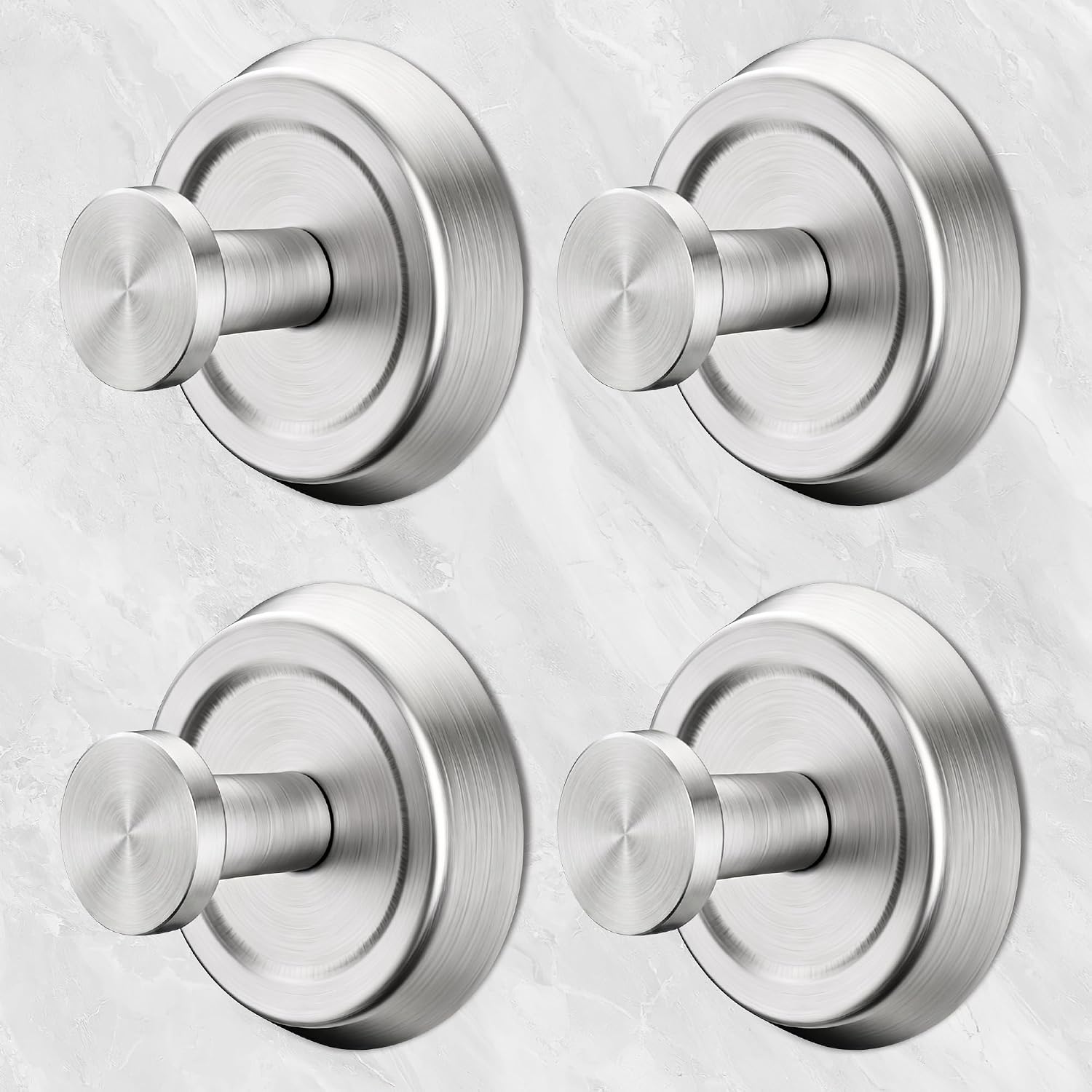 Suction Cup Hooks for Shower, Bathroom Towel Holder, 4 Pack, Silver