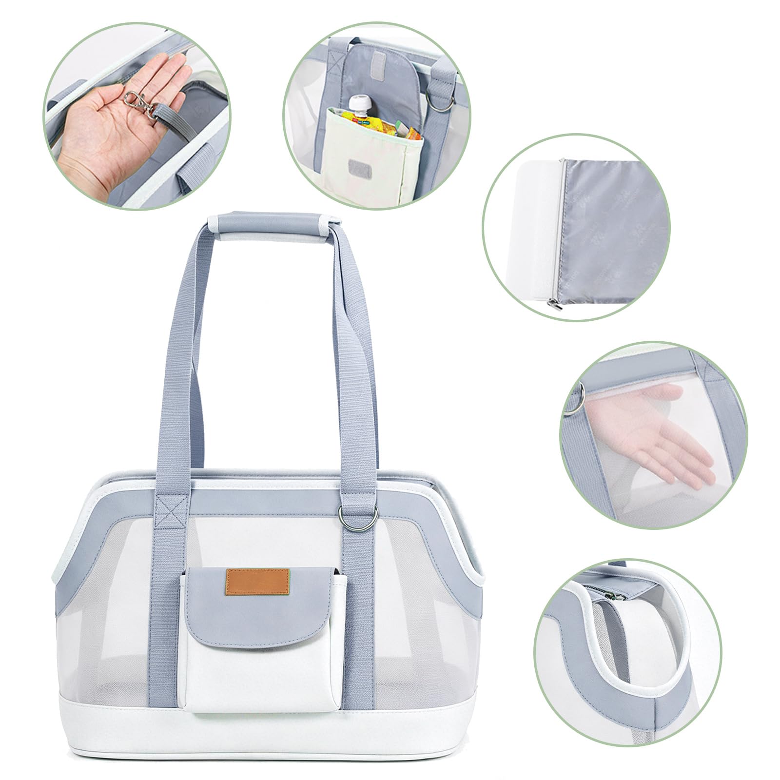 Hundetragetasche bis 5kg, Hundetasche für Kleine Hunde & Katzen, Tragetasche Hund, Hunde Tragetasche, Katzentransporttasche, leichte atmungsaktive Reisetasche (Grau)