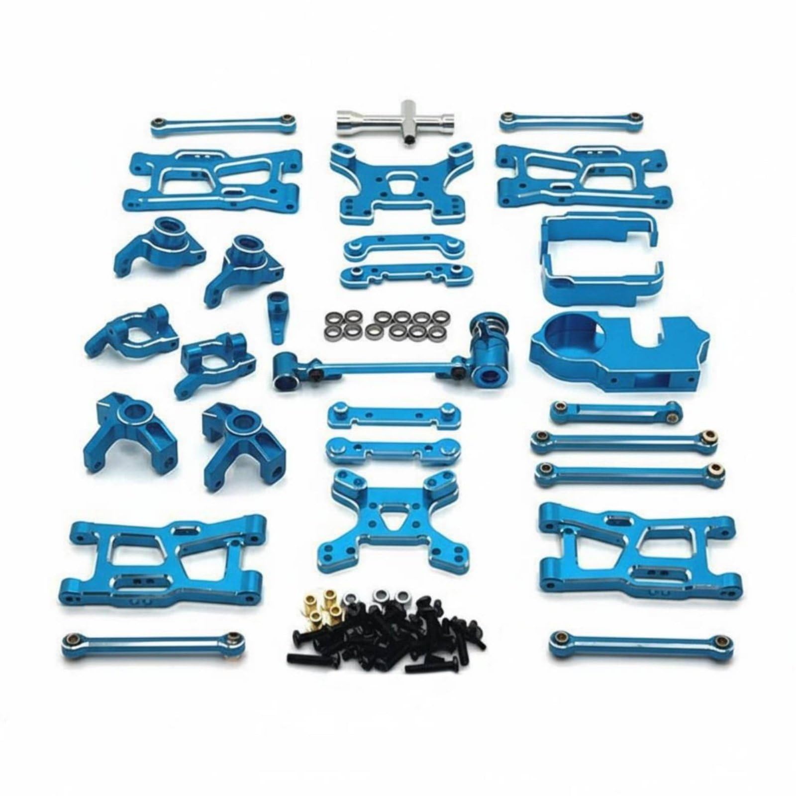Modellauto RC Metall Upgrade Pack Chassis Und Teile Aluminium 6061 Aufhäng Schwingen Präzise Passform für Bessere Spurtreue für Sammler Trainingsläufe Vereinsbahn, Himmelblau