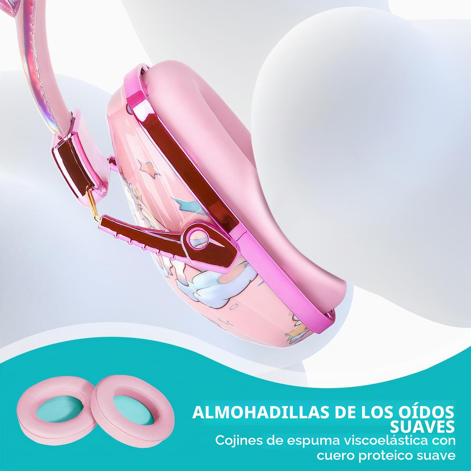 JYPS Cascos Antiruido Niños, Cascos Insonorizados Niños, Auriculares con Cancelación de Ruido Autismo, Bebe Orejeras de Protección Auditiva para Niña de 2+ Años, Bloquean el Ruido para Estudiar