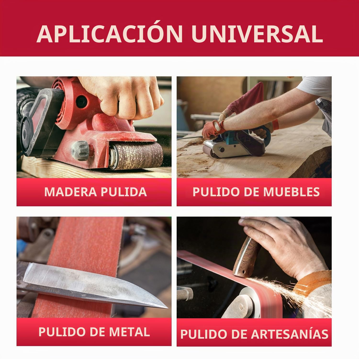 Bandas de Lija 75x533 mm - Juego de 25 Unidades (5 Granos: P80/P120/P150/P240/P320) para Lijadoras de Banda - Madera, Metal, Plástico