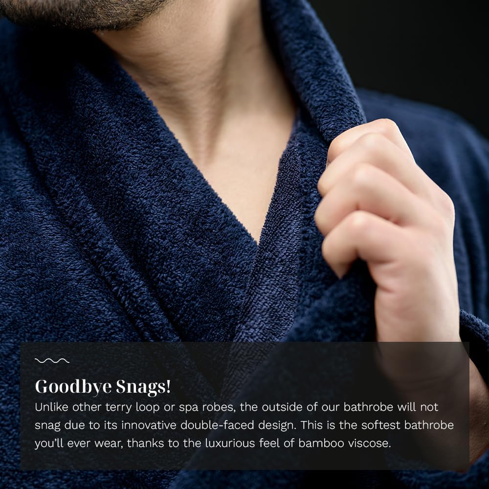 LUXOME Resort Bathrobe | Mid-length | Unisex | Soft & Absorbent | Viscose from Bamboo Blend | S, M, L, XL Sizes - Image 3