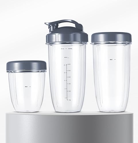 Miniatura 7 de Kit de taza de repuesto – 18oz corto, 24oz de alto, 32oz colosal con tapa abatible para llevar y tapa resellable Stay-Fresh – Compatible con