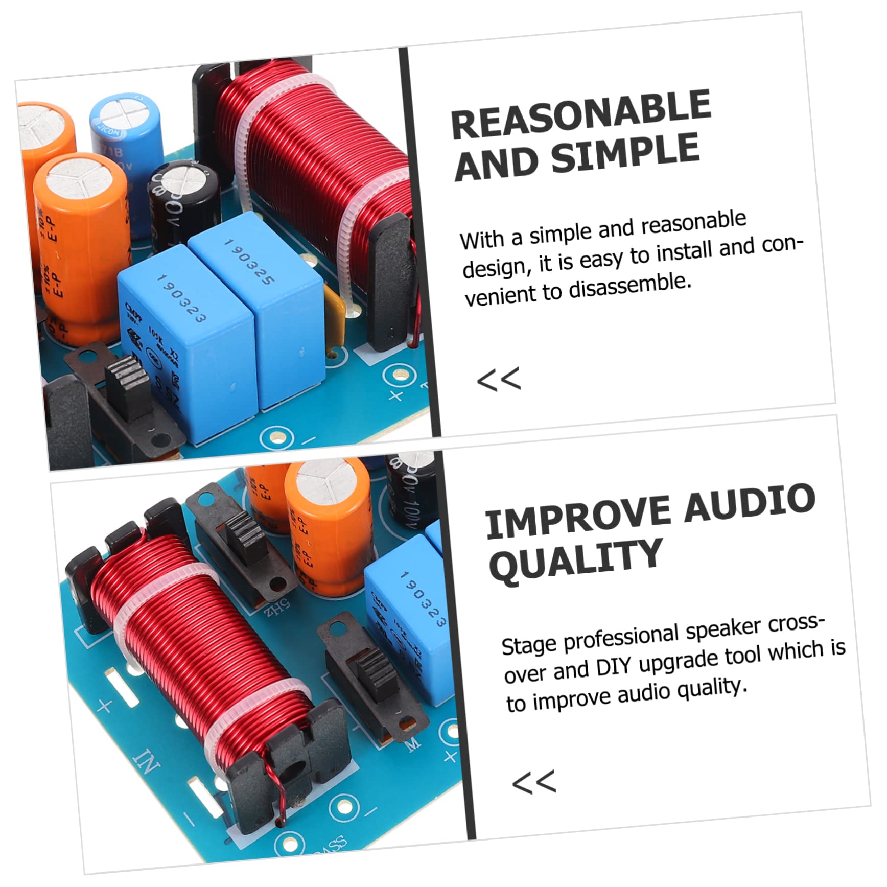 Diviseur de Bande Audio 3 Voies Professionnel pour Haut-Parleur Voiture et Golf Cart, 150w, Cuivre et Composants Électroniques, Protection des Aigus Facile à Installer