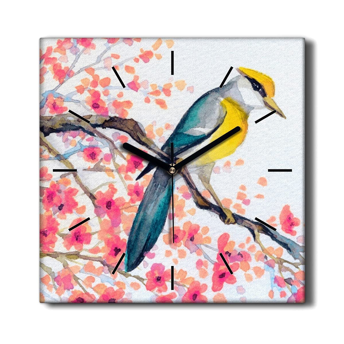 Horloge Murale sans Tic-tac Coloray Toile 30x30cm Salon sans Bruit