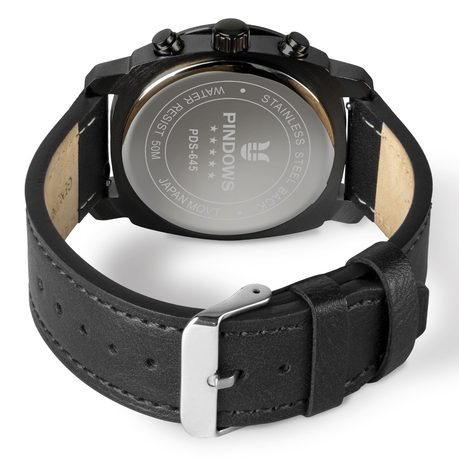 PINDOWS Orologio da polso da uomo, impermeabile, alla moda, casual, cronografo multifunzione, orologio da uomo al quarzo con calendario