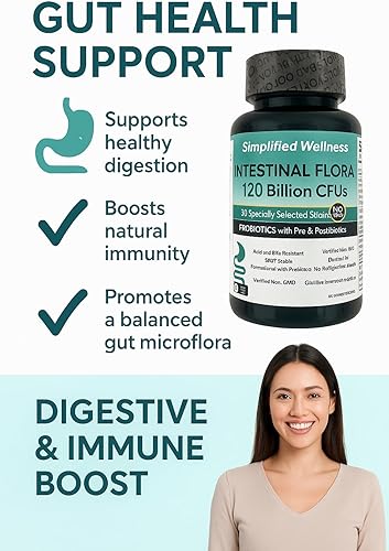 Miniatura 2 de Paquete de 3 probiótico de flora intestinal, 120 mil millones de UFC, 180 cápsulas vegetales, apoyo para la salud digestiva con pre y postbióticos,