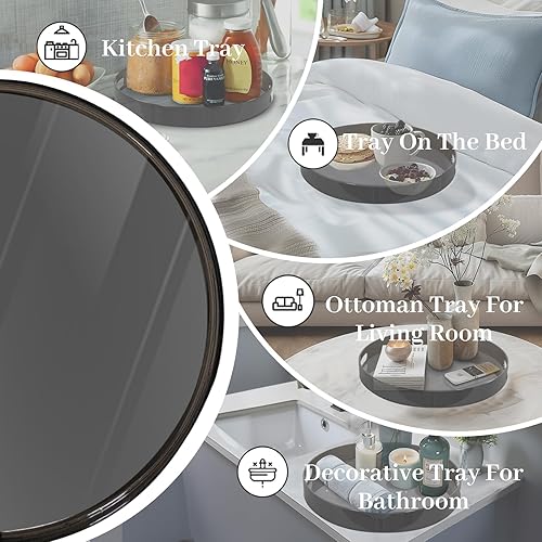 Miniatura 21 de MAONAME Bandeja transparente para servir con asas, bandeja transparente de plástico, bandeja decorativa rectangular para mesa auxiliar, otomana