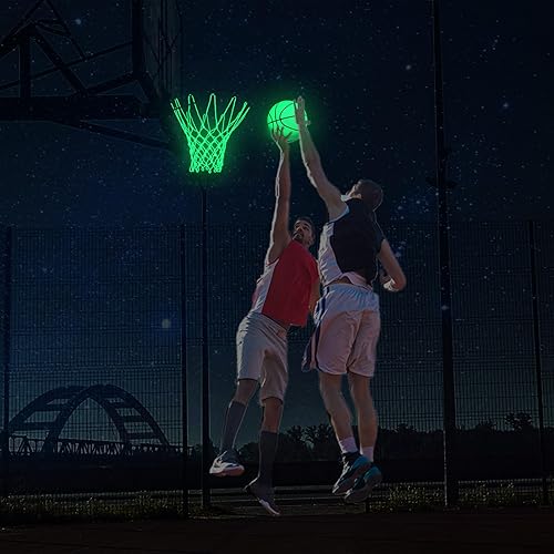Miniatura 5 de 3 Pcs Glow in The Dark Basketball Set, Includes Size 7 Glowing Basketball Light up Nightlight Net with Pump for Hoop Luminous Sports Gift for Kids