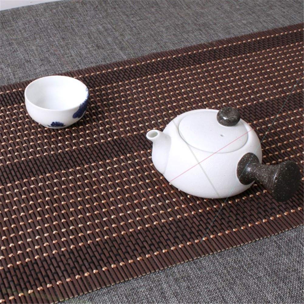 Natürlicher Bambus Tischläufer, Handgewebt Tischdecke Dekorative Matten Hitzebeständige rutschfest Tee Vorhang Für Hotel/Küche/Esszimmer/Party,1,60x120cm