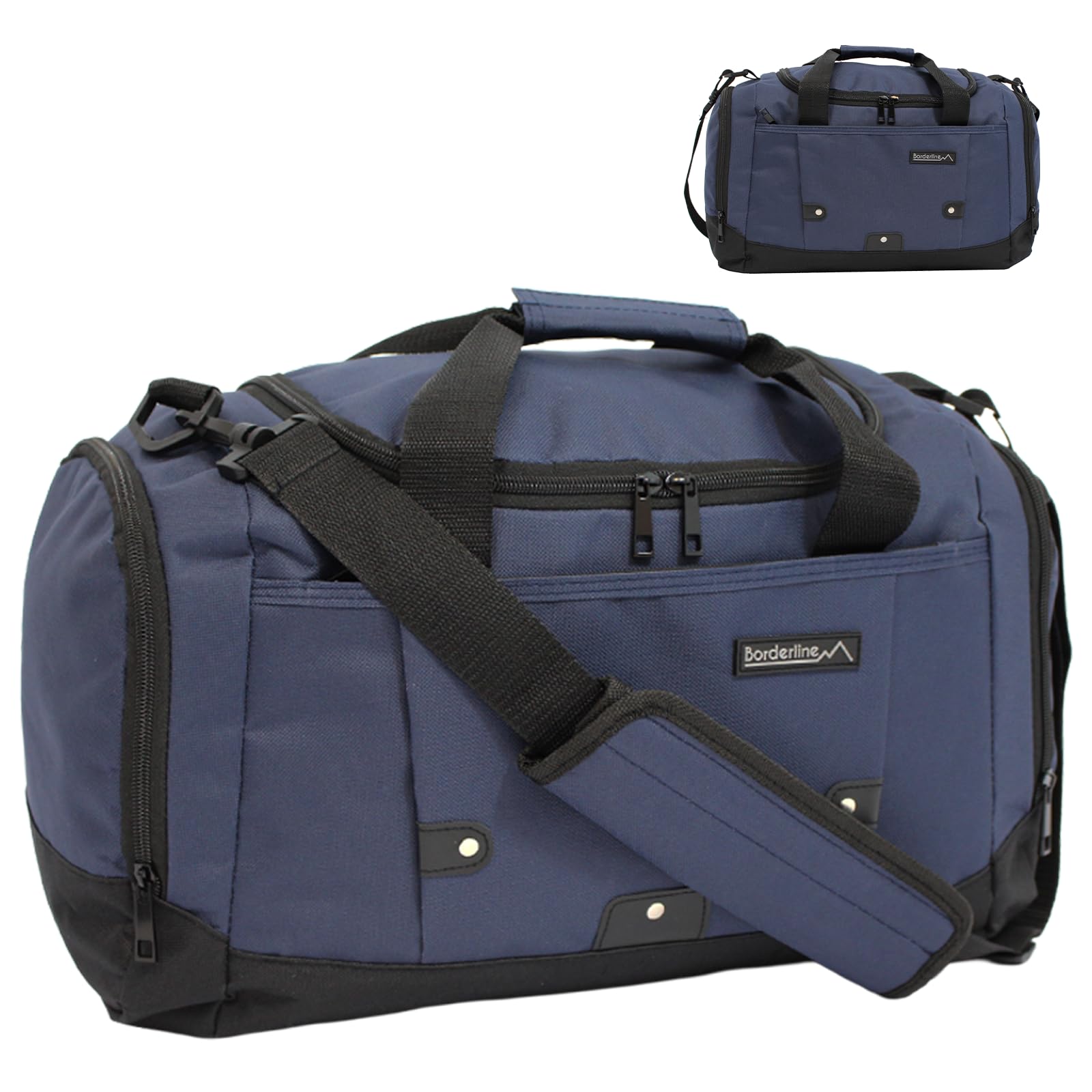 Small Sports Holdall 22L – 45x25x20cm Cabin Size Gym Bag, Travel Duffle Bag with Shoulder Strap – Lightweight Hand Luggage Underseat Bag - Navy